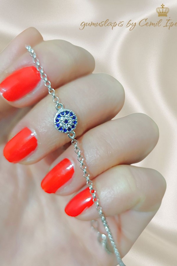 Nazar Boncuklu Gümüş Mini Bileklik 