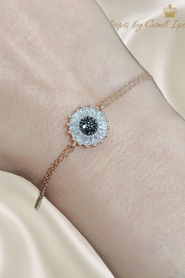 Ortası Onix Taşlı Mini Gümüş Bileklik 