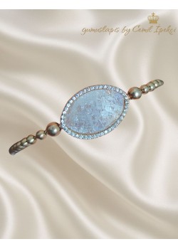 Dağ Kristali Taşlı Gümüş Lastikli Bileklik