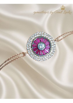 Ortası Yakut Taşlı Gümüş Bileklik 