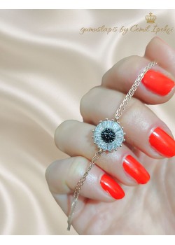 Ortası Onix Taşlı Mini Gümüş Bileklik 