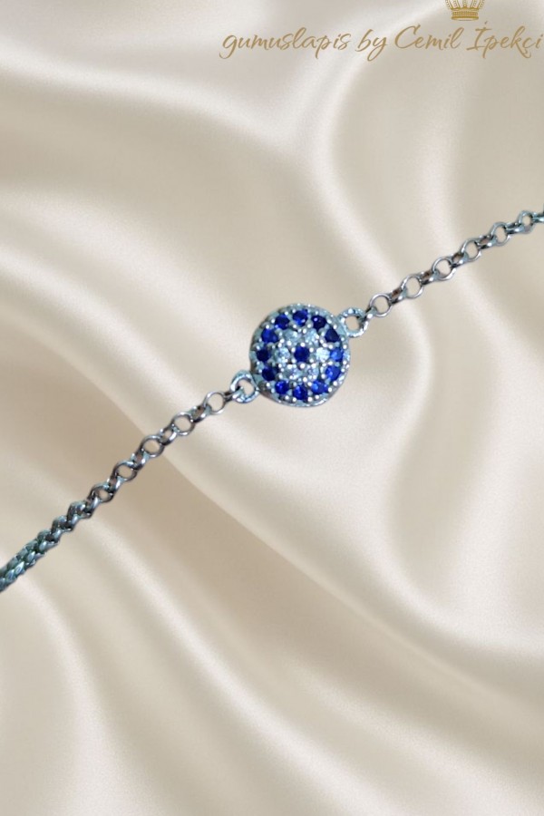 Nazar Boncuklu Gümüş Mini Bileklik 