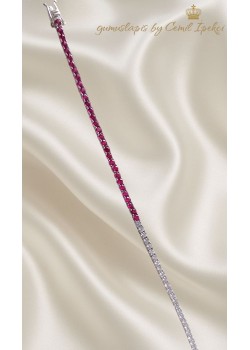 Yarısı Laboratuvar Yarısı Renkli Yakut Taşlı Gümüş Suyolu Bileklik