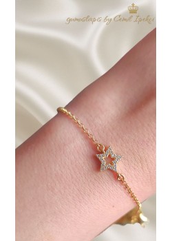 İçi Boş Yıldız Motif Gümüş Mini Bileklik 