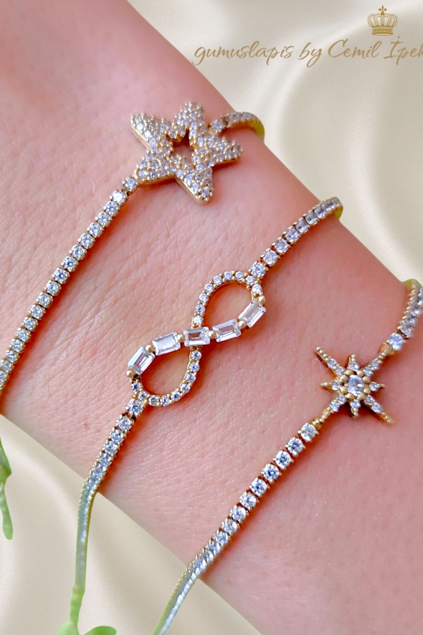 Motifli Gümüş Suyolu Bileklik Serisi