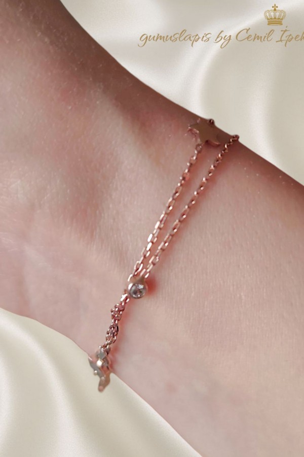 Kendinden İkili Gümüş Bileklik 