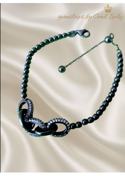 Özel Siyah Kaplama Asansörlü Gümüş Bileklik