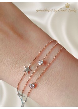 Kendinden Üçlü Yıldız Motif Gümüş Bileklik 