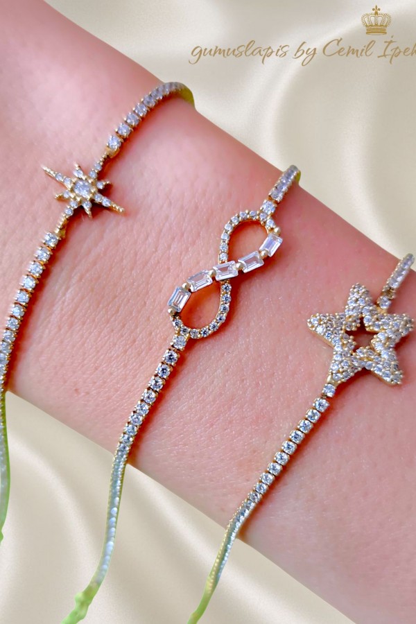 Motifli Gümüş Suyolu Bileklik Serisi