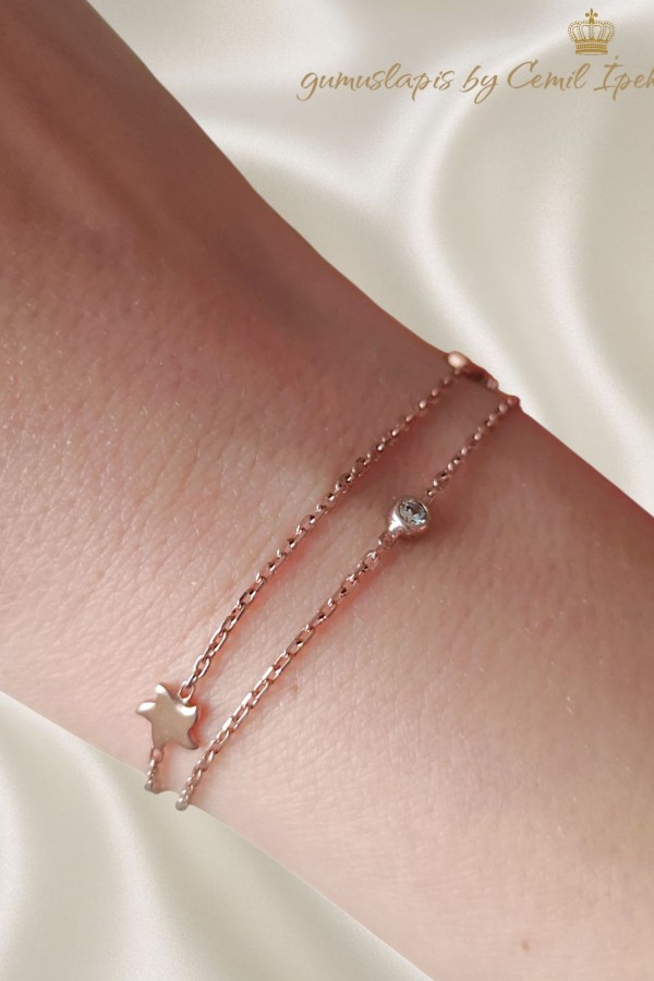 Kendinden İkili Gümüş Bileklik 