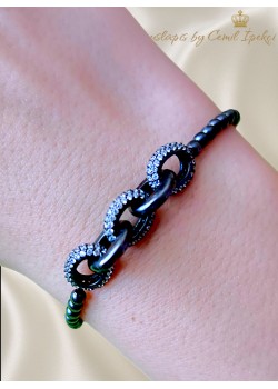 Özel Siyah Kaplama Asansörlü Gümüş Bileklik