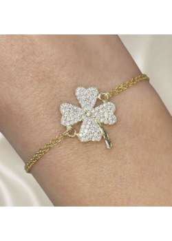 Yonca Motif Gümüş Bileklik Serisi (sarı)