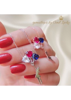 Özgür Kız Motif Doğal Taşlı Gümüş Kolye Serisi