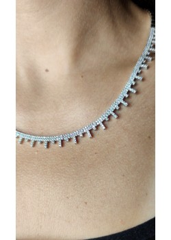 Laboratuvar Pırlantası Taşlı Yarım Suyolu Gümüş Gerdanlık 