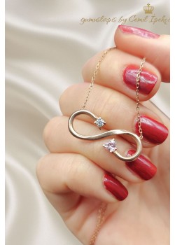 Morganit Taşlı Sonsuzluk Motif Gümüş Kolye 