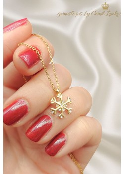 Kar Tanesi Motif Gümüş Mini Kolye 