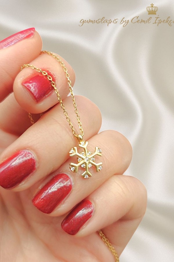 Kar Tanesi Motif Gümüş Mini Kolye 