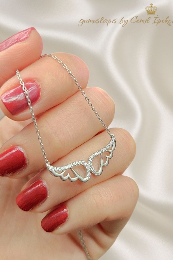 Melek Kanadı Motif Gümüş Kolye 