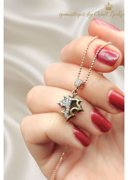 Çınar Ağacı Yaprağı Motif Gümüş Mini Kolye 