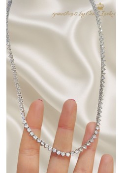 Laboratuvar Pırlantası Taşlı Üç Tırnak Gümüş Suyolu Kolye 