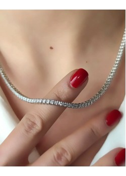 Laboratuvar Pırlantası Baget Kesim Taşlı Gümüş Suyolu Kolye 