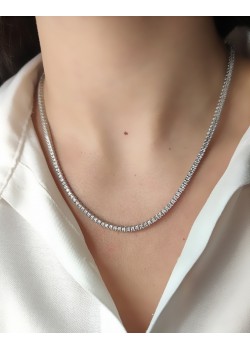 Laboratuvar Pırlantası Baget Kesim Taşlı Gümüş Suyolu Kolye 