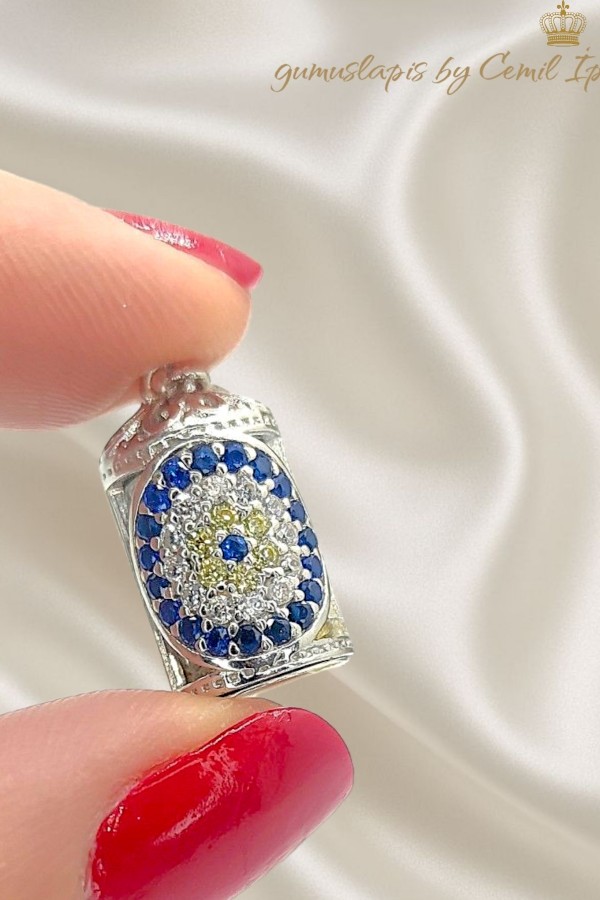 İçi Dualı Nazar Boncuklu Gümüş Kolye Ucu