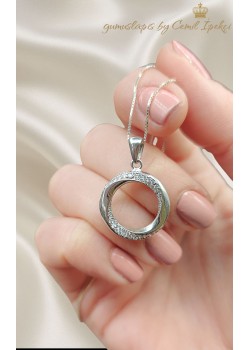 Yuvarlak Motif Gümüş Kolye 