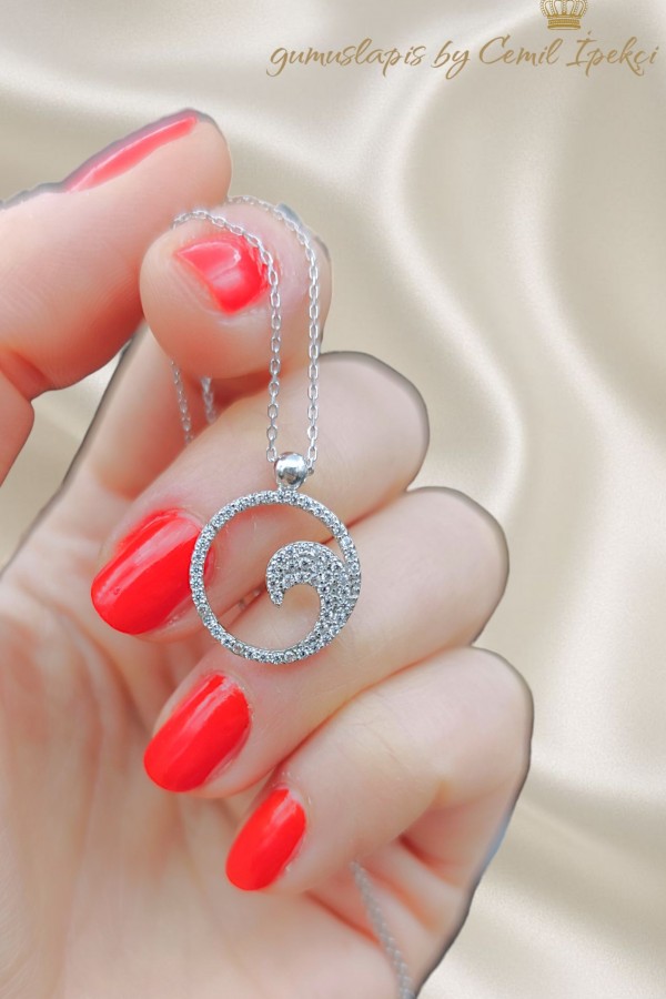 Sonsuzluk Motif Gümüş Yuvarlak Kolye 