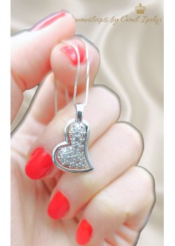 Hareketli Kalp Motif Gümüş Kolye 