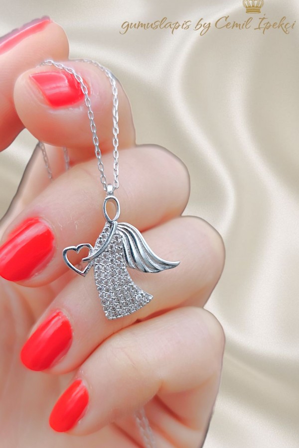 Melek Motif Gümüş Kolye