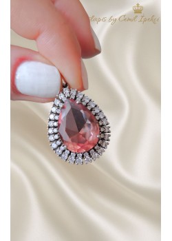 Renk Değiştiren Taşlı İri Damla Motif Gümüş Kolye Ucu 