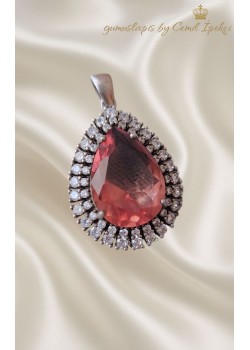 Renk Değiştiren Taşlı İri Damla Motif Gümüş Kolye Ucu 