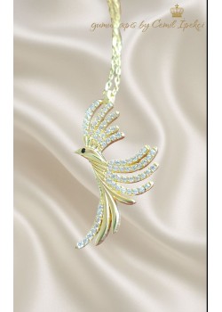Kuş Motif Gümüş Kolye 