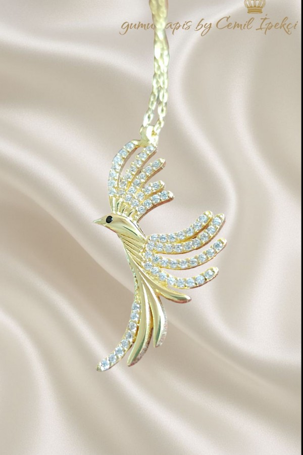 Kuş Motif Gümüş Kolye 