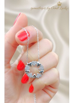 Mini Halka Kalp Motif Gümüş Kolye