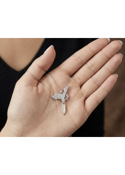 Anka Kuşu Motif Gümüş Taşlı Kolye