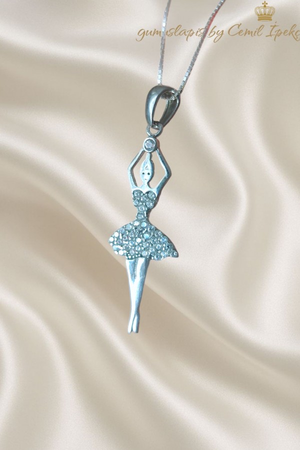 Balerin Motif Gümüş Kolye