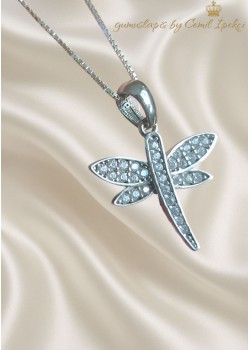 Yusufçuk Motif Gümüş Beyaz Kolye