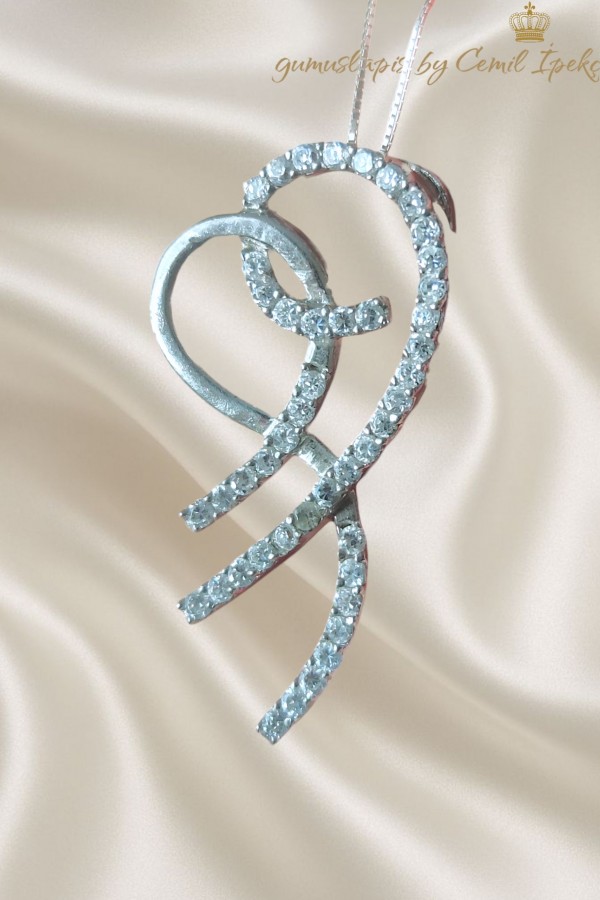 Büyük Boy İri Kalp Motif Gümüş Kolye 