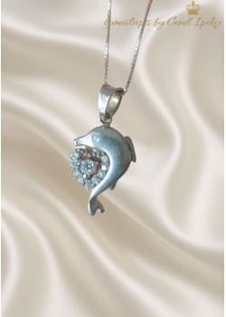 Yunus ve Kalp Motif Gümüş Kolye