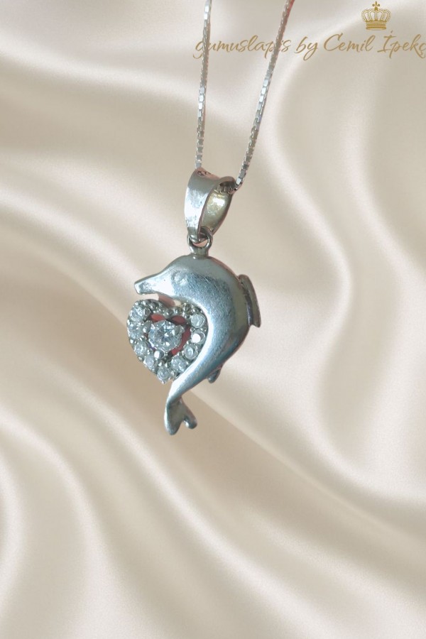 Yunus ve Kalp Motif Gümüş Kolye