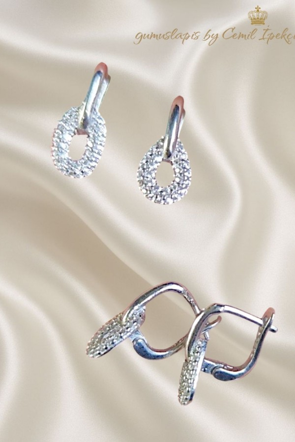 Damla Motif Gümüş Mini Küpe Çifti