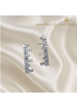 Çubuk Motif Vidalı Gümüş Küpe