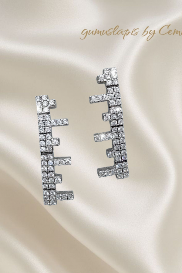 Çubuk Motif Vidalı Gümüş Küpe