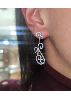 Dalgalı Motif Gümüş Küpe Çifti