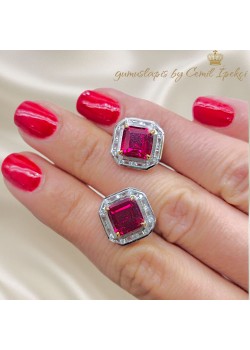 Lab Rubilitte Taşlı Gümüş Küpe Çifti