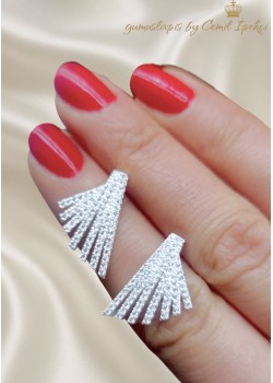 Yelpaze Motif Gümüş Küpe Çifti