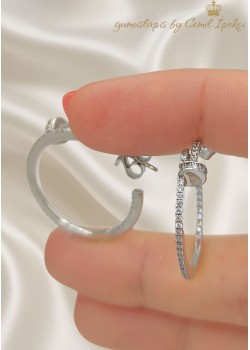 Çivi Motif Yarım Halka Gümüş Küpe Çifti 