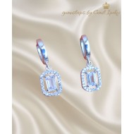 Laboratuvar Pırlantası Taşlı Baget Kesim Sallantılı Küpe